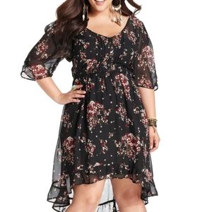 Sheer floral high low dress